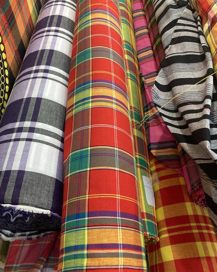 Checked cotton fabric rolls